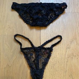 Agent Provocateur Black Lace Brief & Thong Set